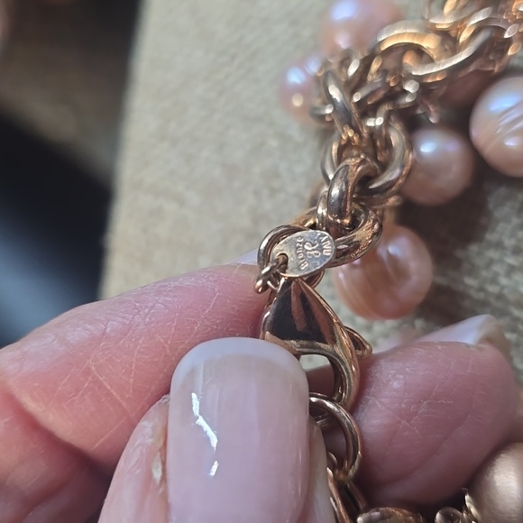 Honora Pearl Rose Bronze Italy Bracelet 6.5" - Picture 3 of 4